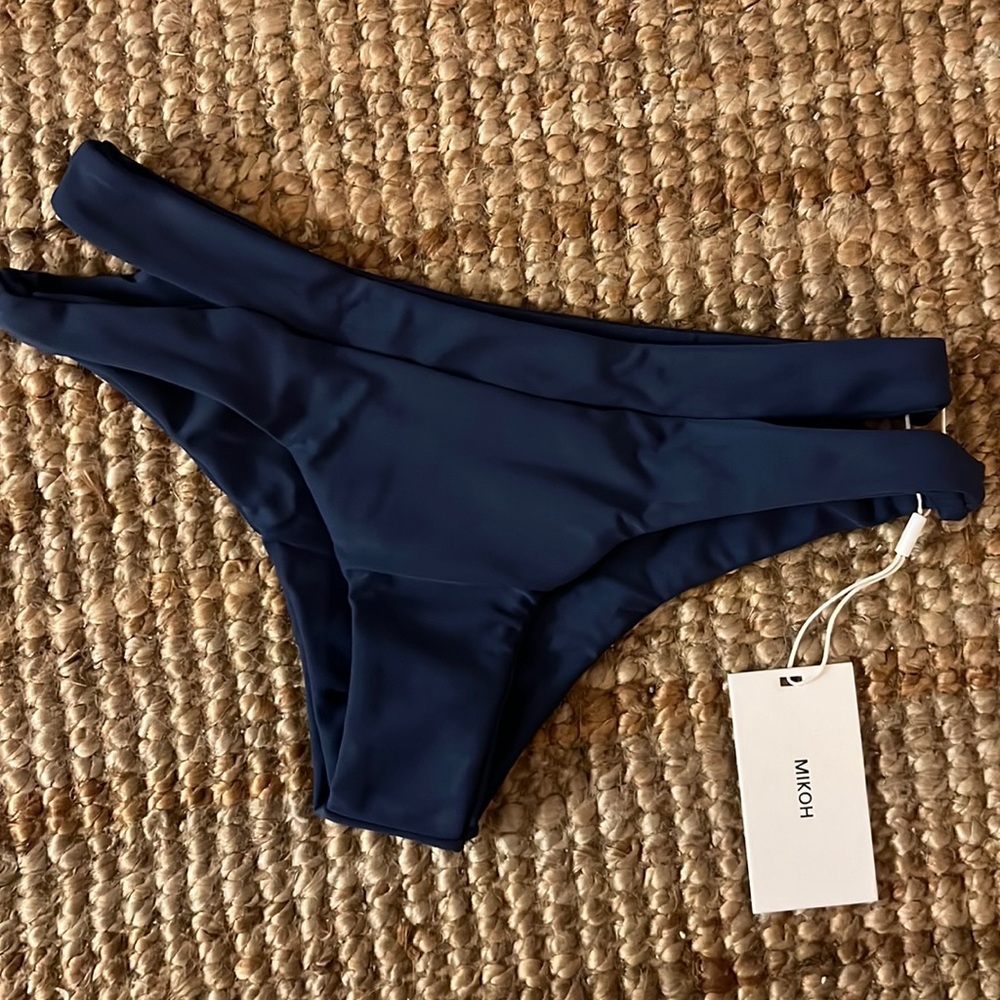 MIKOH Puka Puka Cutout Panel Bottom in Drop Off Blue NWT
